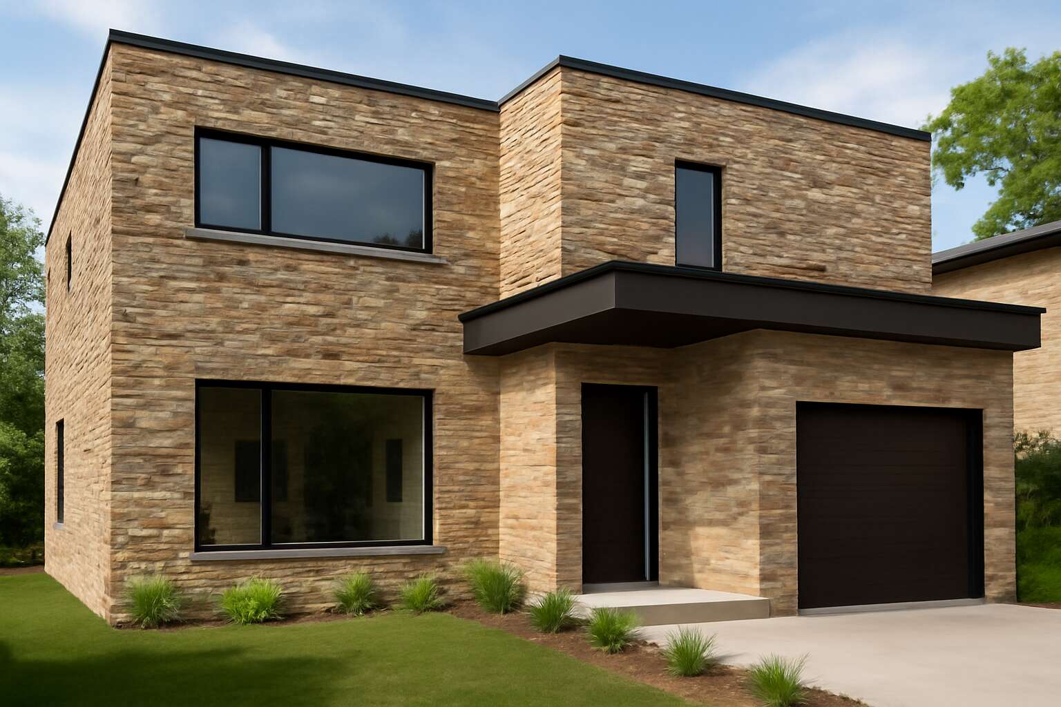 stone cladding outside house