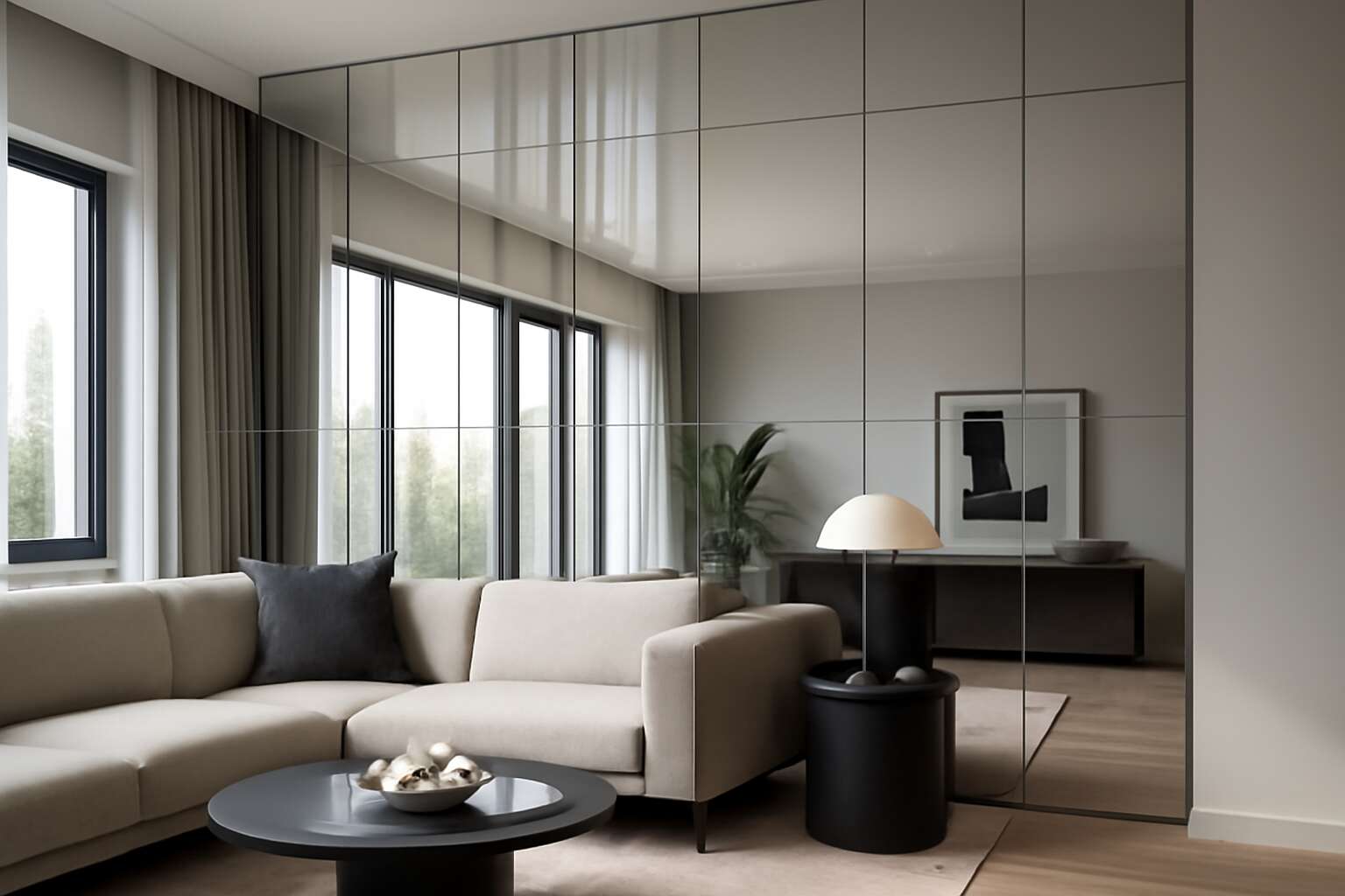 wall cladding with mirror