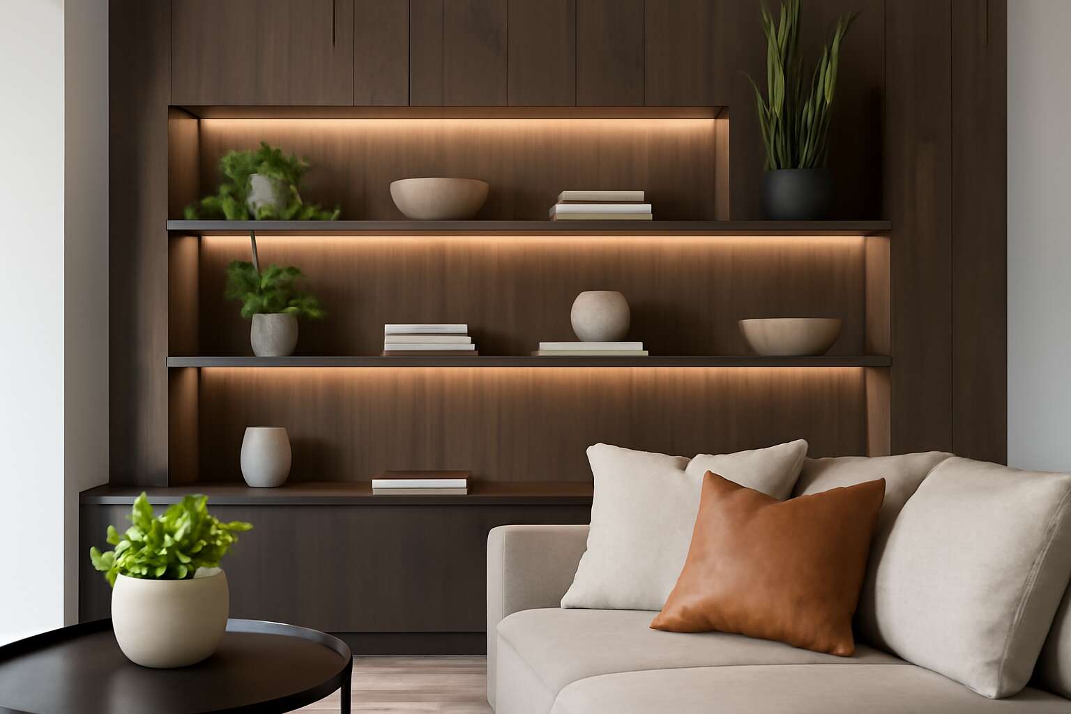 wall cladding with shelves