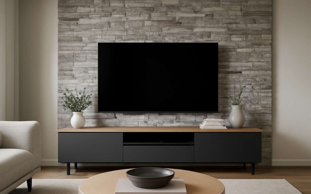 Transform Your Living Room with Stylish and Durable Stone Cladding TV Unit Designs