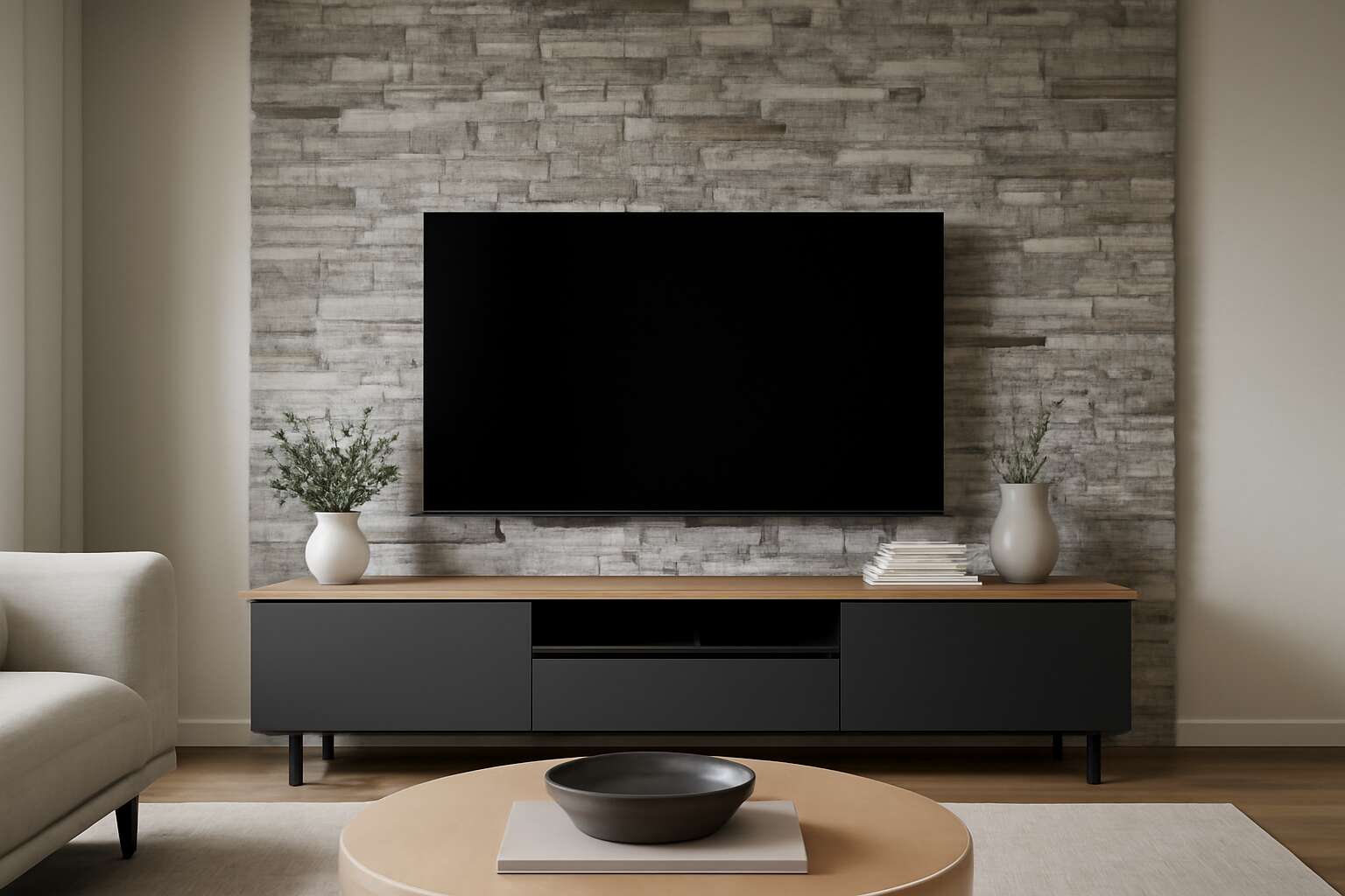 Transform Your Living Room with Stylish and Durable Stone Cladding TV ...