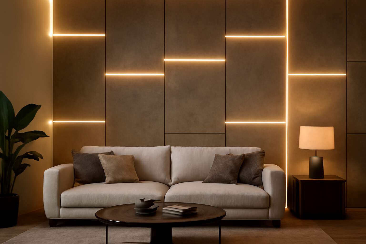 wall cladding with lights